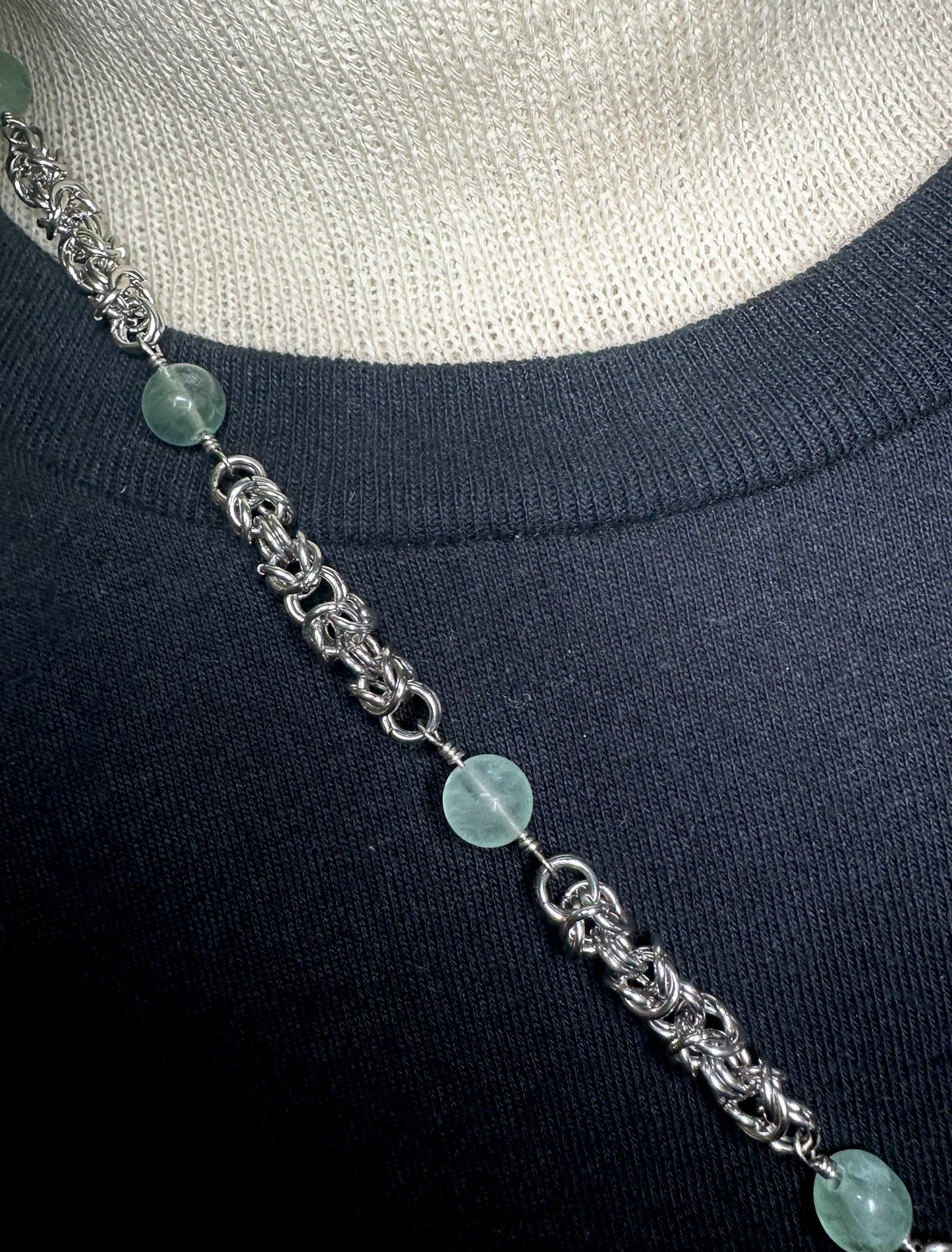 Fluorite Wolf Chain w/ Axe Pendant