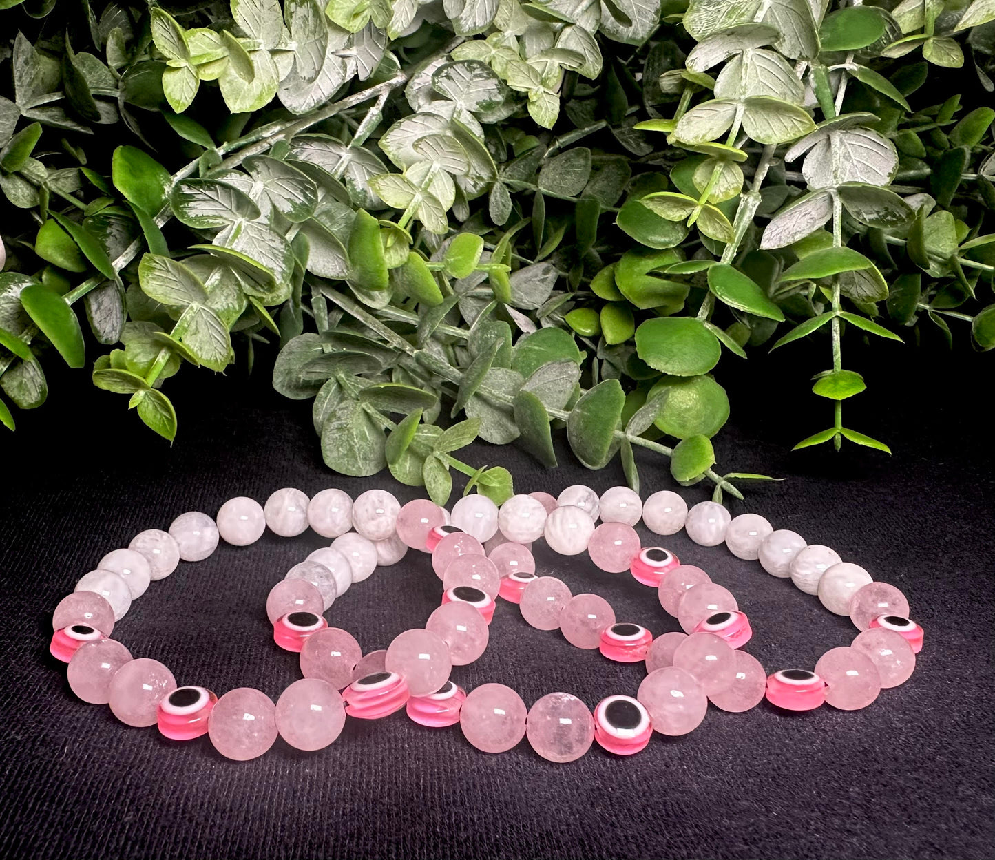 Pink Evil Eye Bead Bracelet
