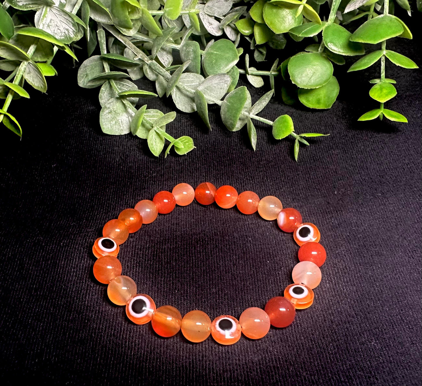 Orange Evil Eye Bead Bracelet