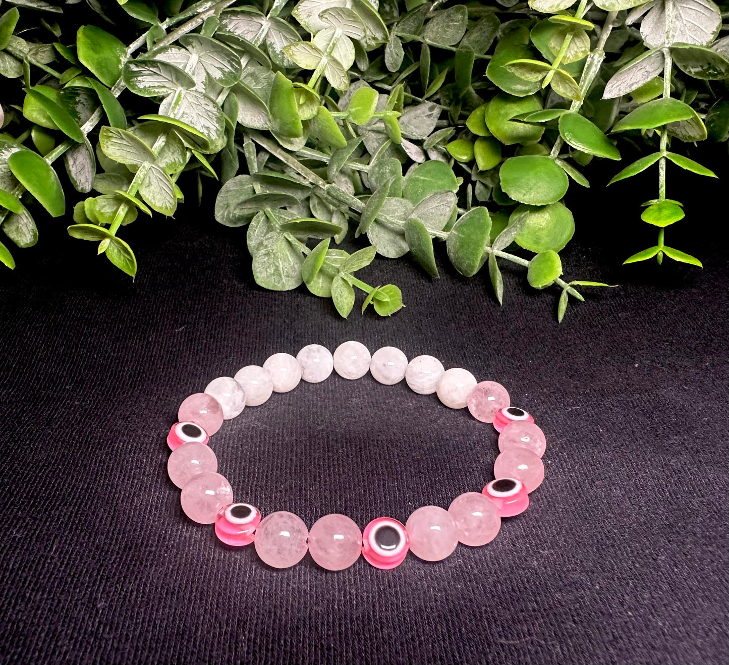 Pink Evil Eye Bead Bracelet