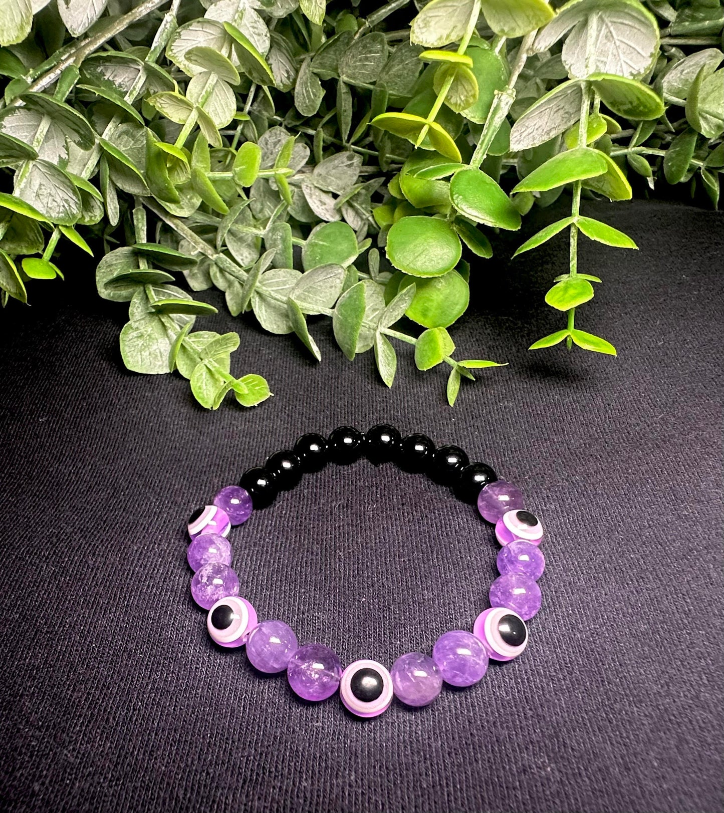 Purple Evil Eye Bead Bracelet