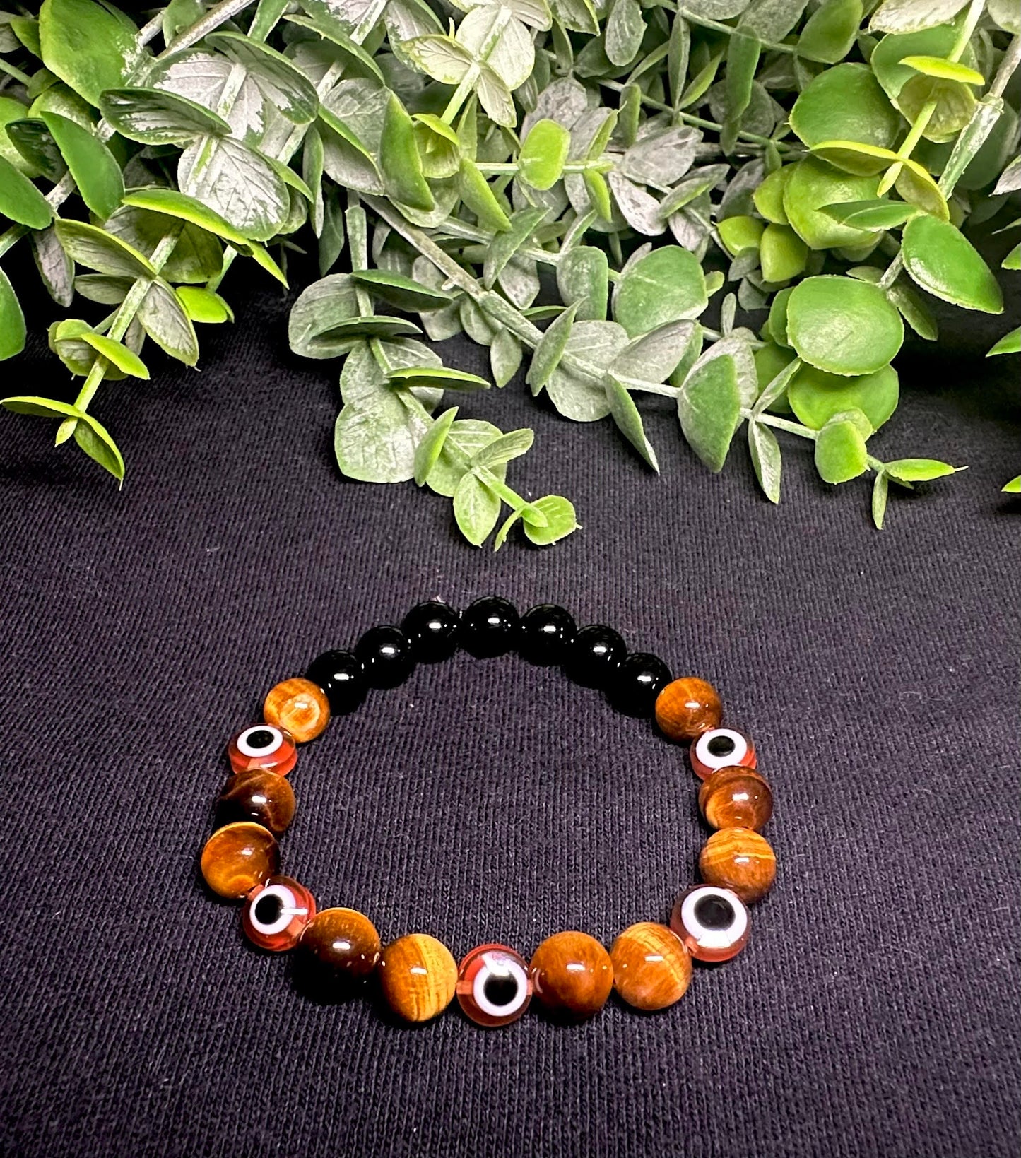 Brown Evil Eye Bead Bracelet