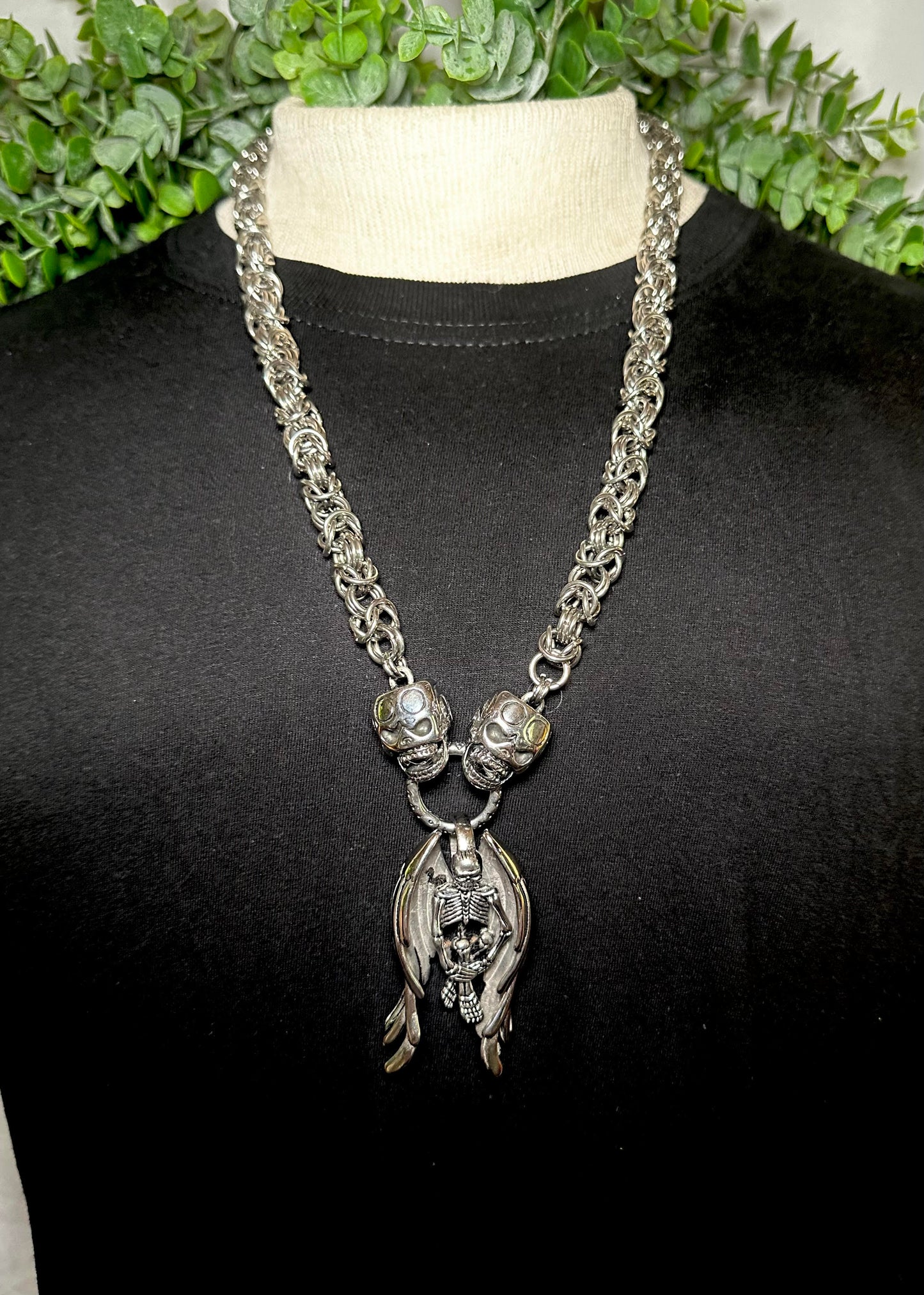 Sugar Skull Chain With Angel Of Death Pendant