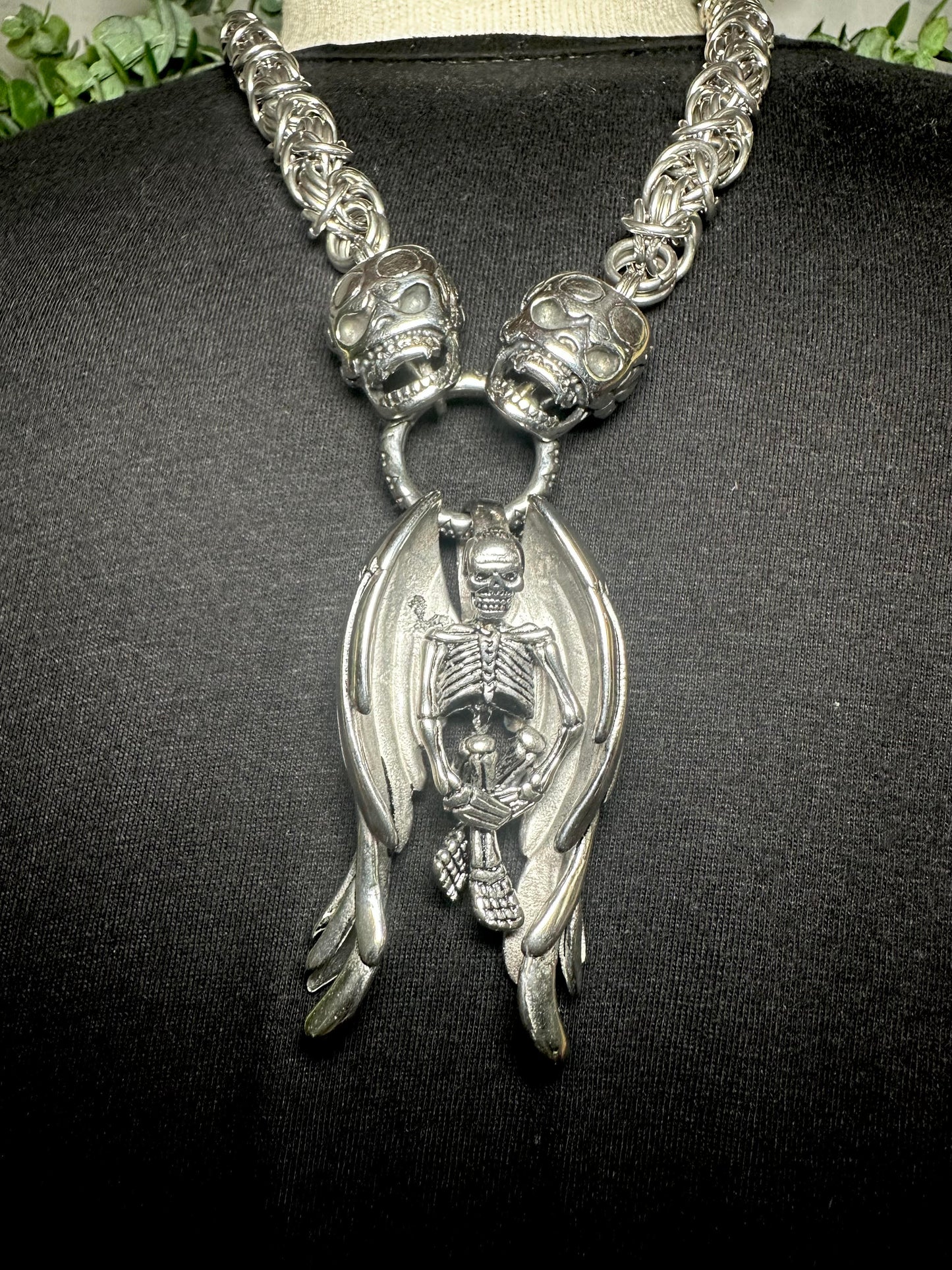 Sugar Skull Chain With Angel Of Death Pendant