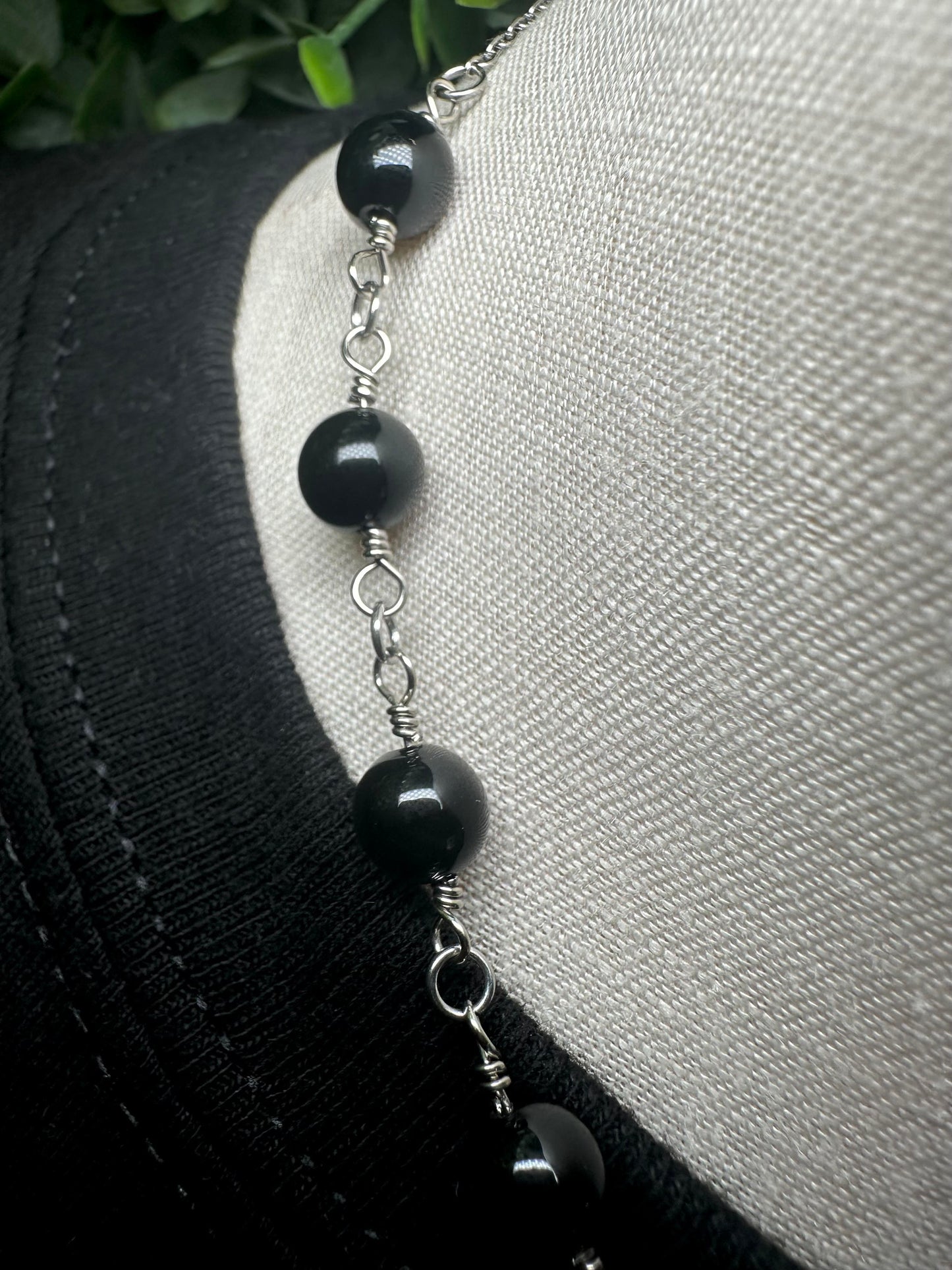 Black Onyx Choker With Moth Pendant