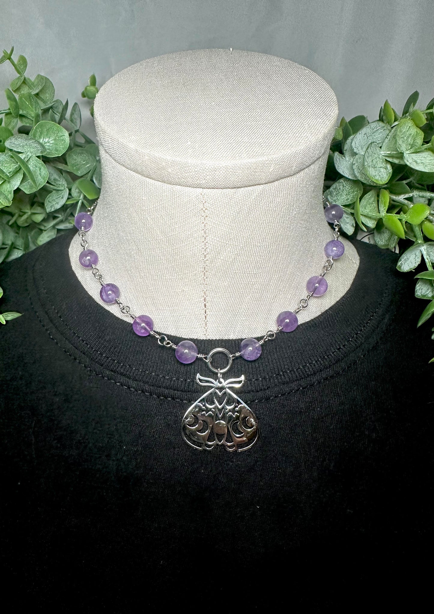 Amethyst Choker With Moth Pendant