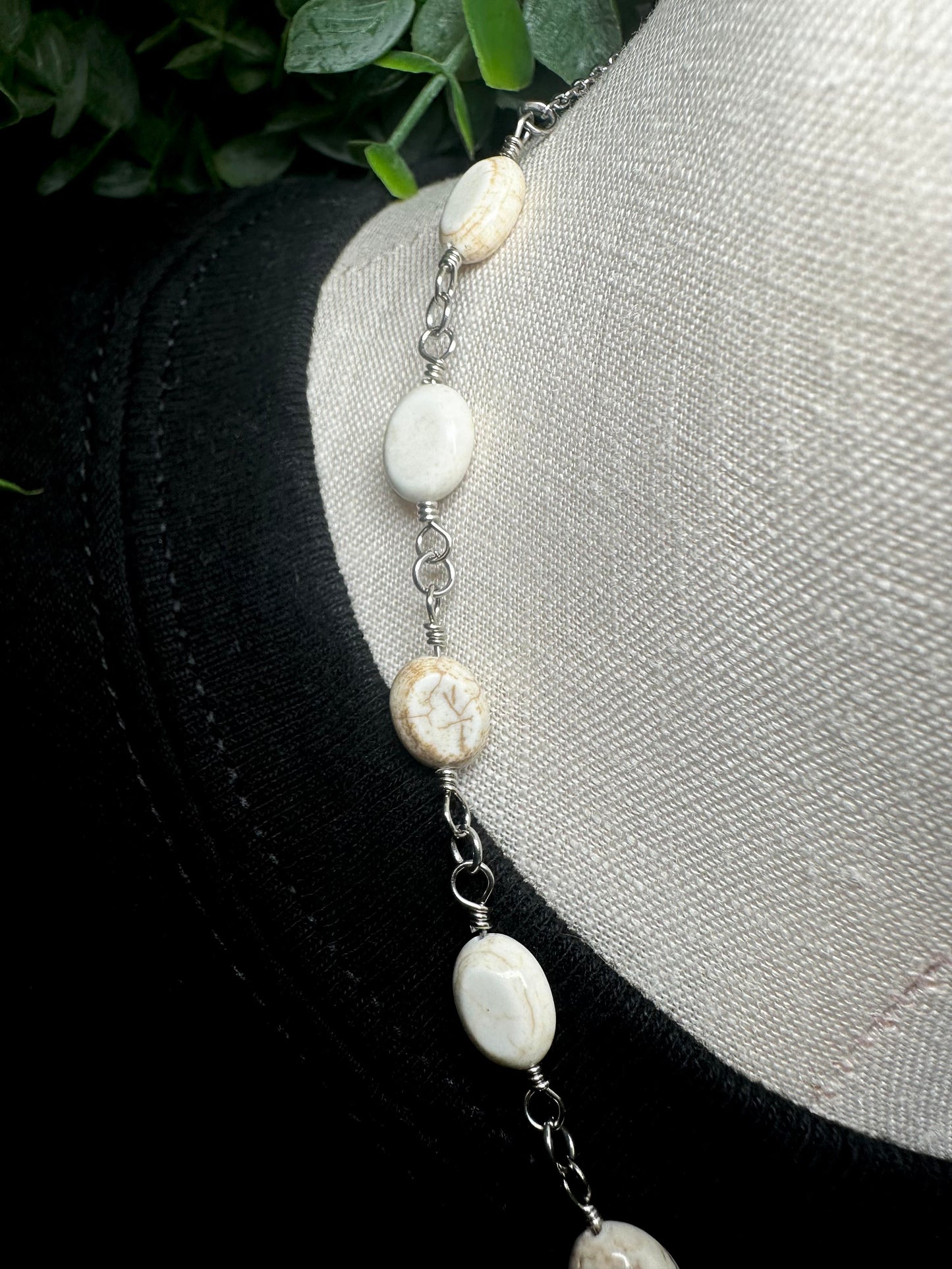 Oval Magnesite Choker With Moth Pendant