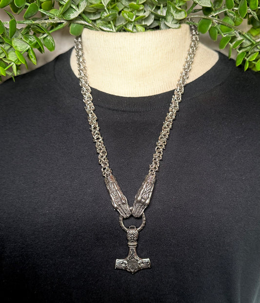 Dragon Chain w/ Vegvisir Mjolnir Pendant