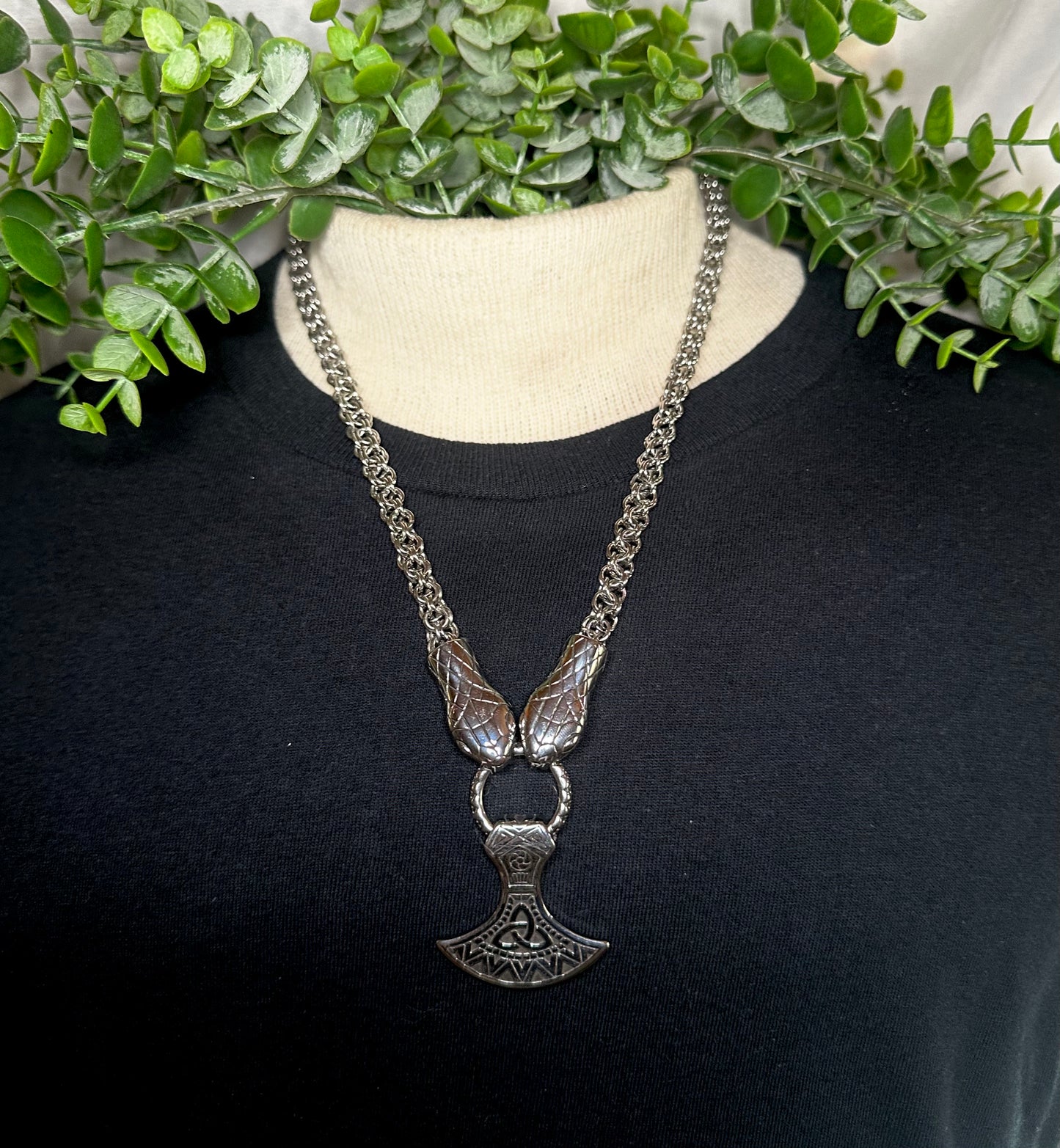 Celtic Snake Chain w/ Axe Head Pendant