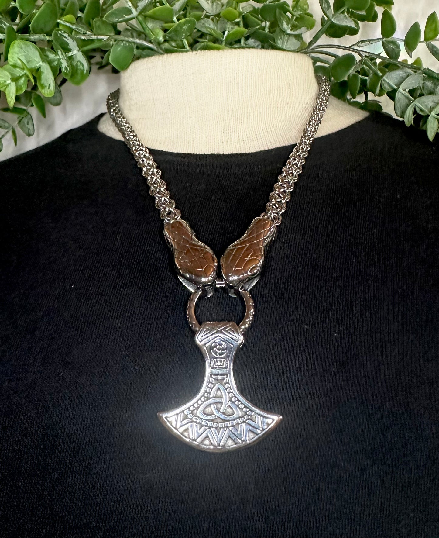 Celtic Snake Chain w/ Axe Head Pendant