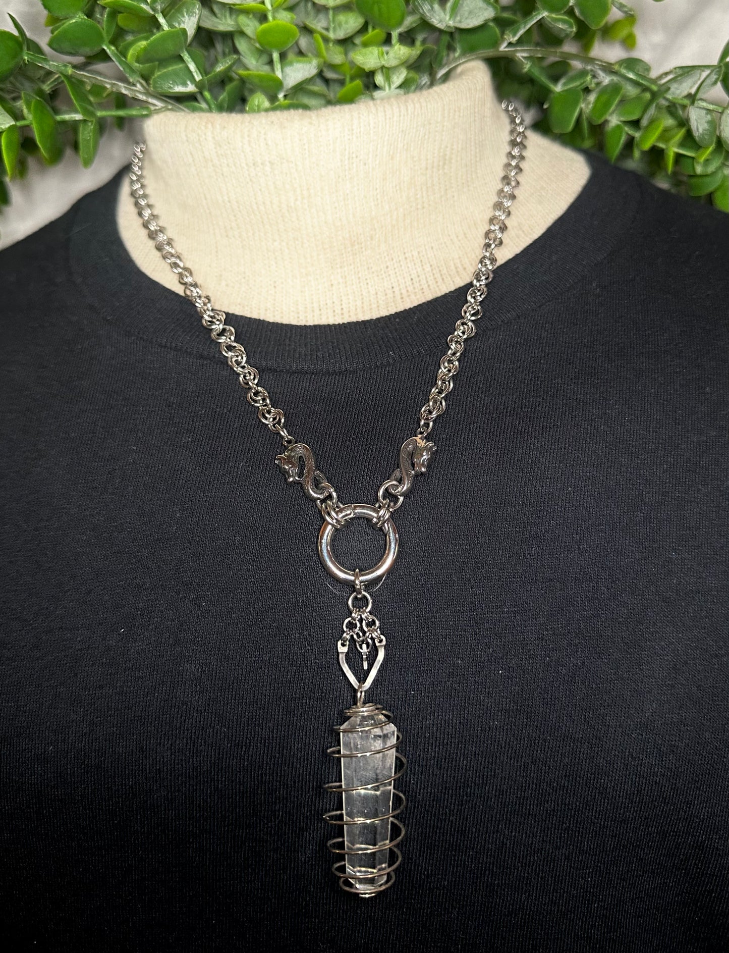 Petite Sea Dragon Chain w/ Double Terminated Quartz Cage