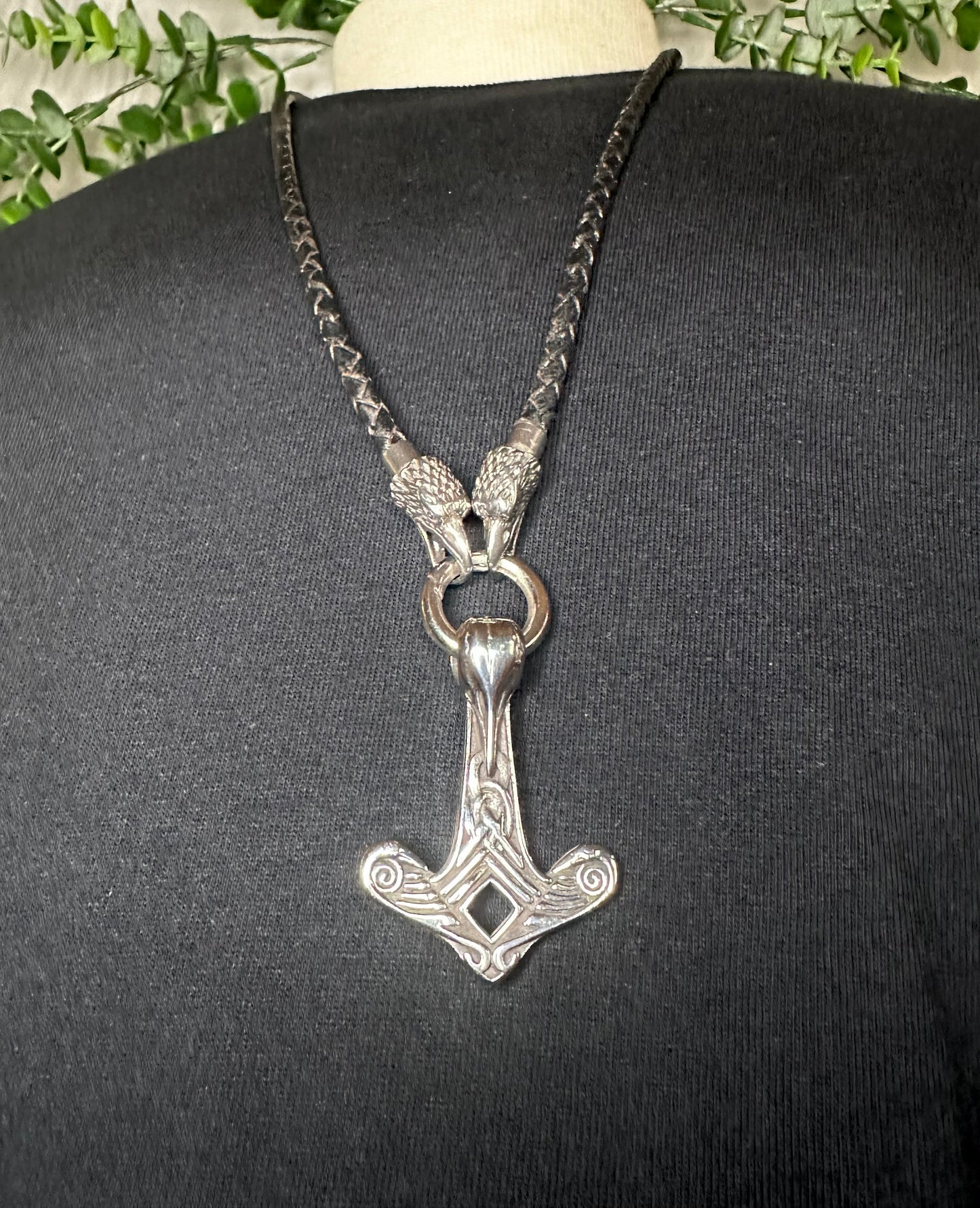 Leather Cord w/ Mjolnir Pendant