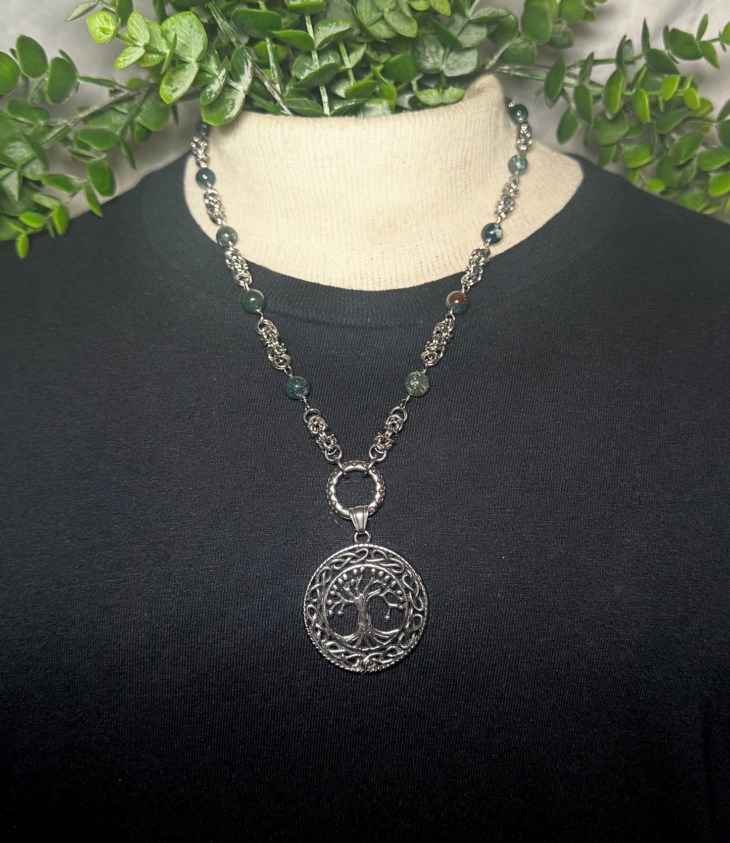 Indian Agate Chain w/ Tree Of Life Pendant