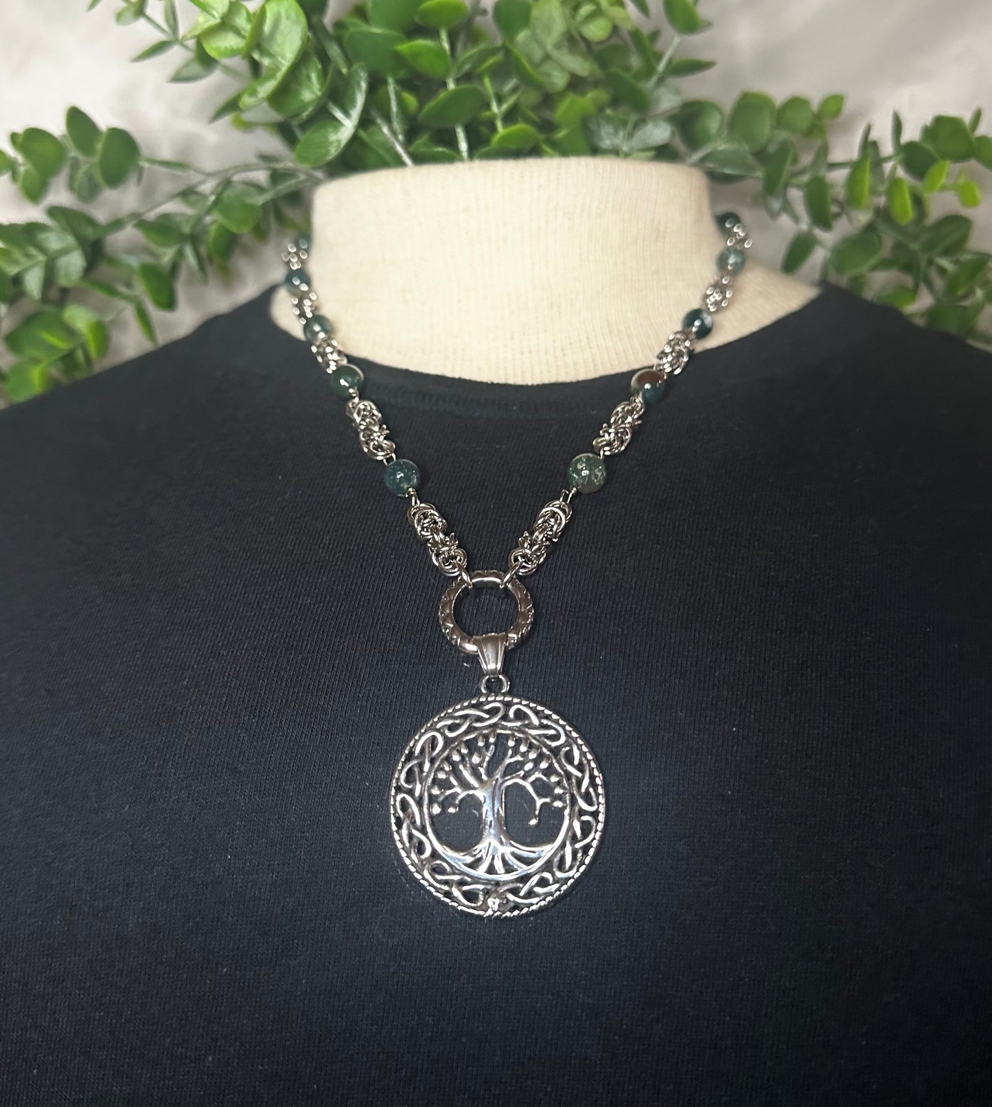 Indian Agate Chain w/ Tree Of Life Pendant