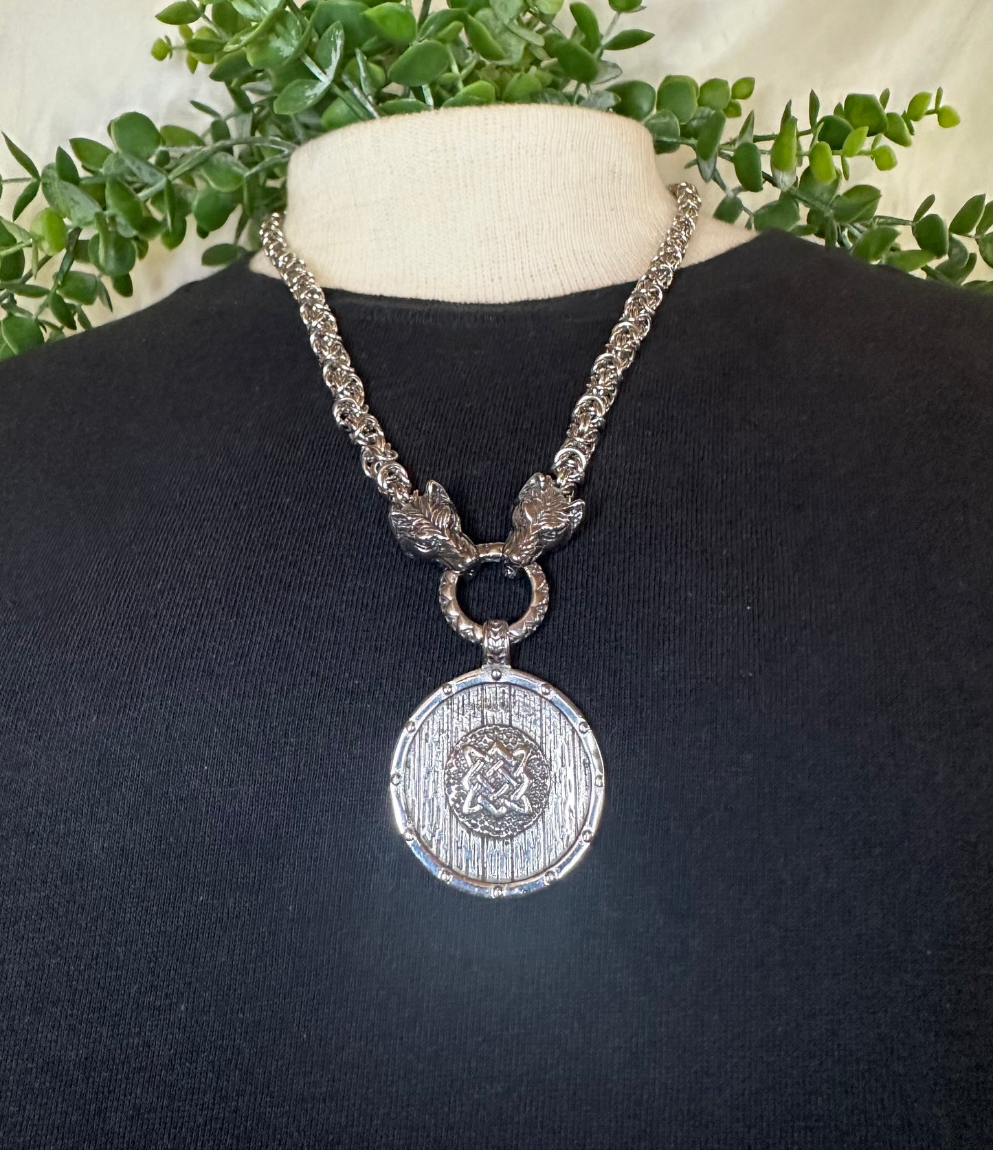 Byzantine Wolf Chain w/ Shield Pendant