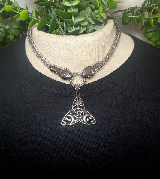 Box Chain Choker w/ Triquetra Pendant