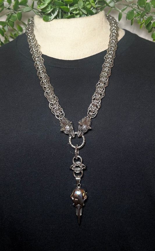 XL Double Persian Chain w/ Eye of Odin & Raven Pendant