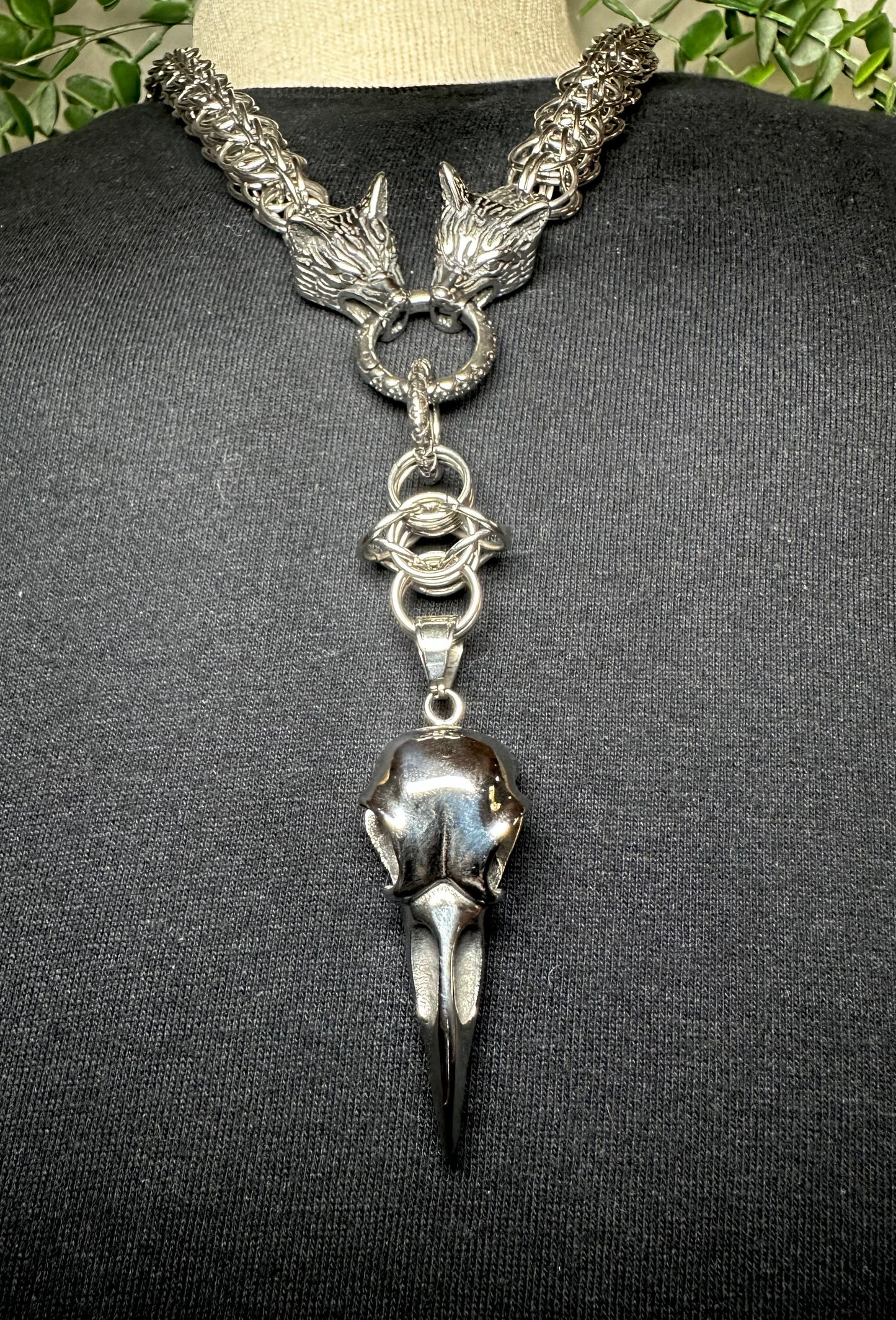 XL Double Persian Chain w/ Eye of Odin & Raven Pendant