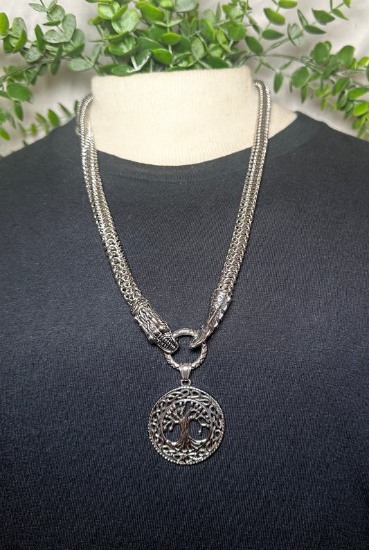 Inverted Roundmail Chain w/ Tree Of Life Pendant
