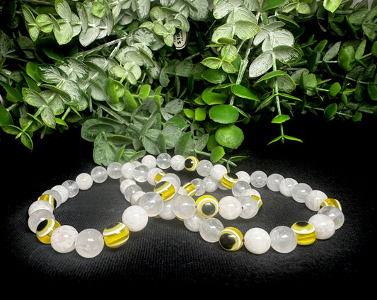 Yellow Evil Eye Bead Bracelet