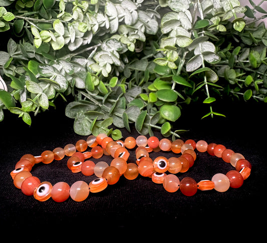 Orange Evil Eye Bead Bracelet