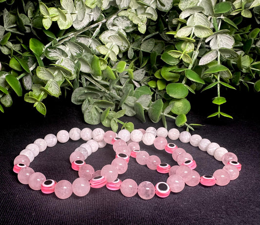 Pink Evil Eye Bead Bracelet