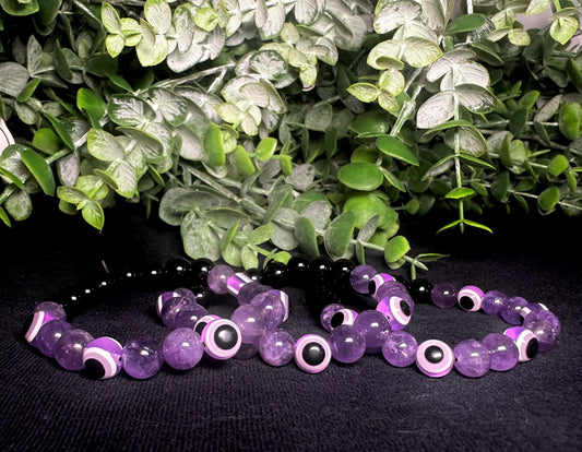 Purple Evil Eye Bead Bracelet