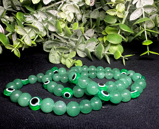 Dark Green Evil Eye Bead Bracelet