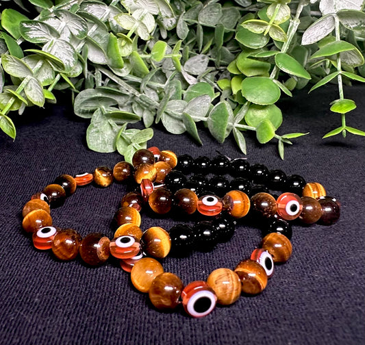 Brown Evil Eye Bead Bracelet