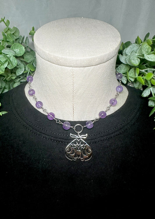 Amethyst Choker With Moth Pendant